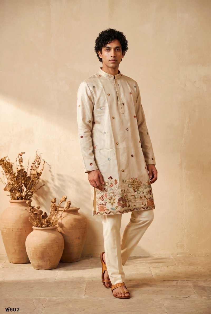 Outluk Wedding Vol 60 Silk Mens Kurta With Pajama 